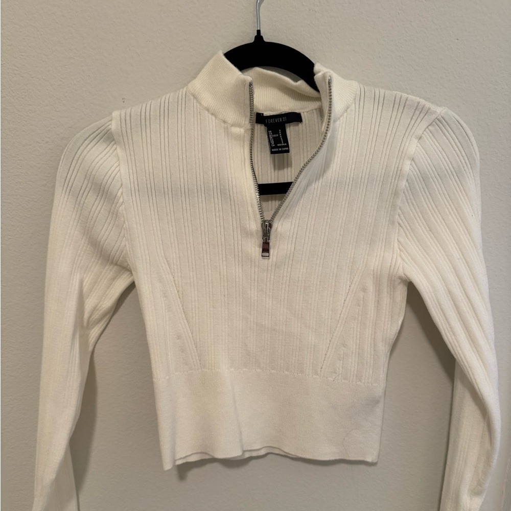 Forever 21 Ivory Ribbed Top